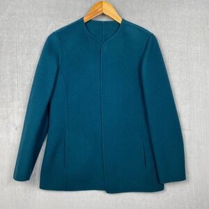 Vtg Blazer Womens S/M Worsted Wool Pockets Made in Korea Minimalist Tailored